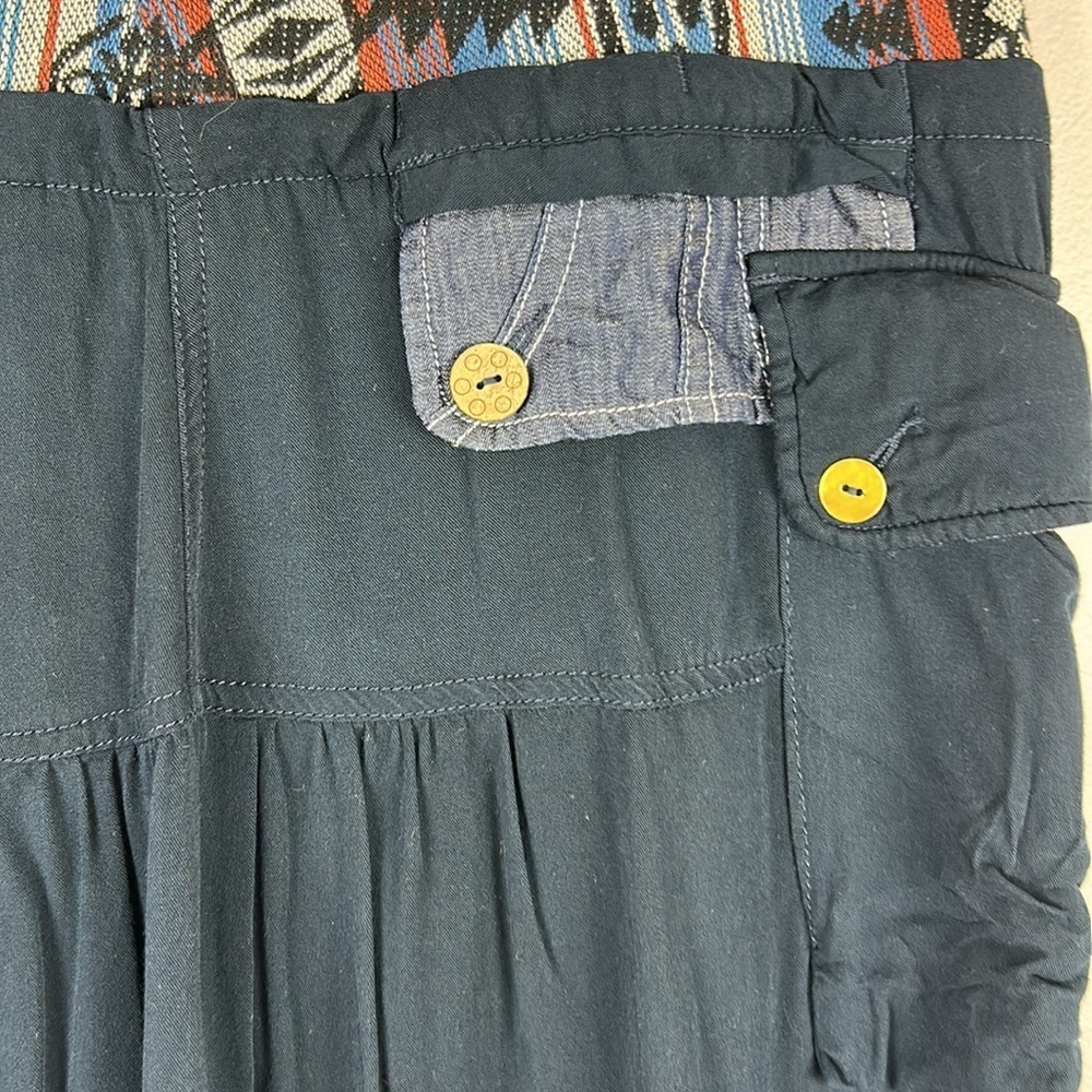 Desigual Aztec Embroidered Knitted Waist Mismatch Buttons Skirt Medium EU 4 Blue - Picture 12 of 13